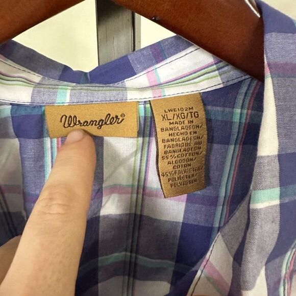 Wrangler Western Plaid Long Sleeve Pearl Snap Shirt XL - Picture 2 of 3